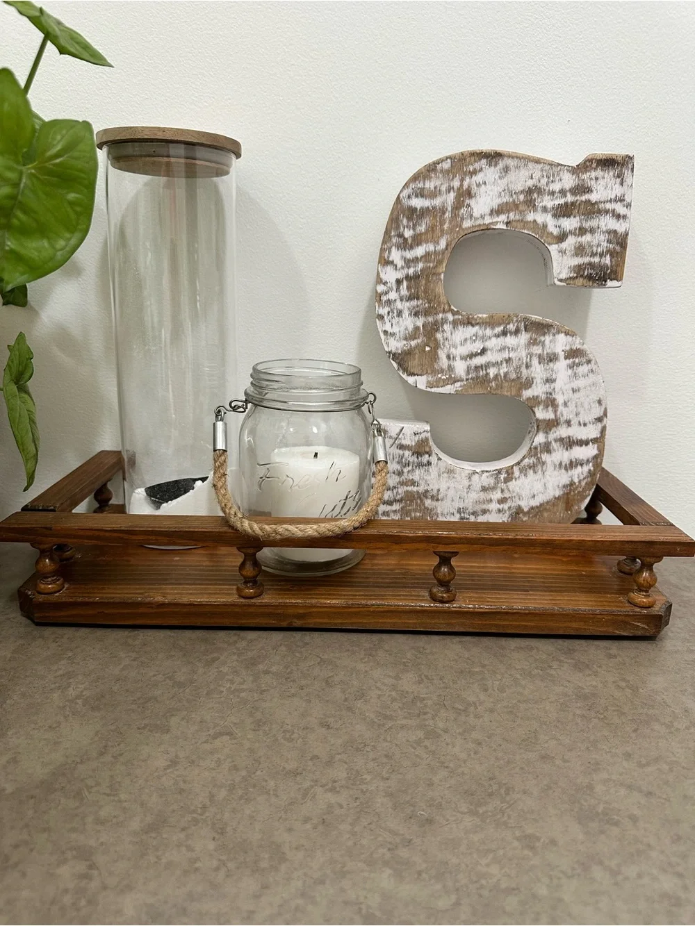 Countertop Vintage Wooden Spindle Rail Spice Rack Shelf - Brown 18 wide X 7 deep